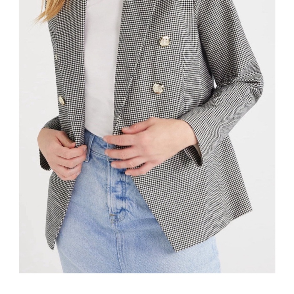 Women's Free Assembly Black and White Gingham Blazer
